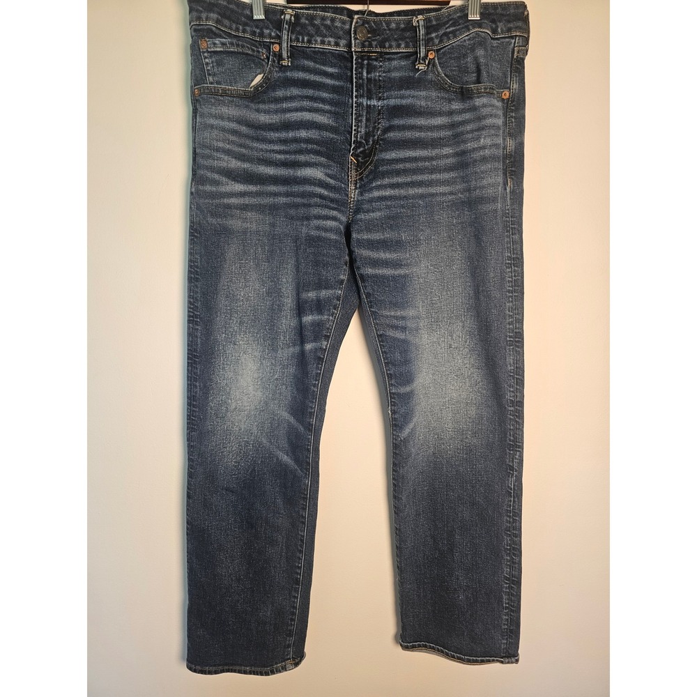 [Rugged] American Eagle Original Straight Jeans Mens 38x32 Dark Wash Airflex+